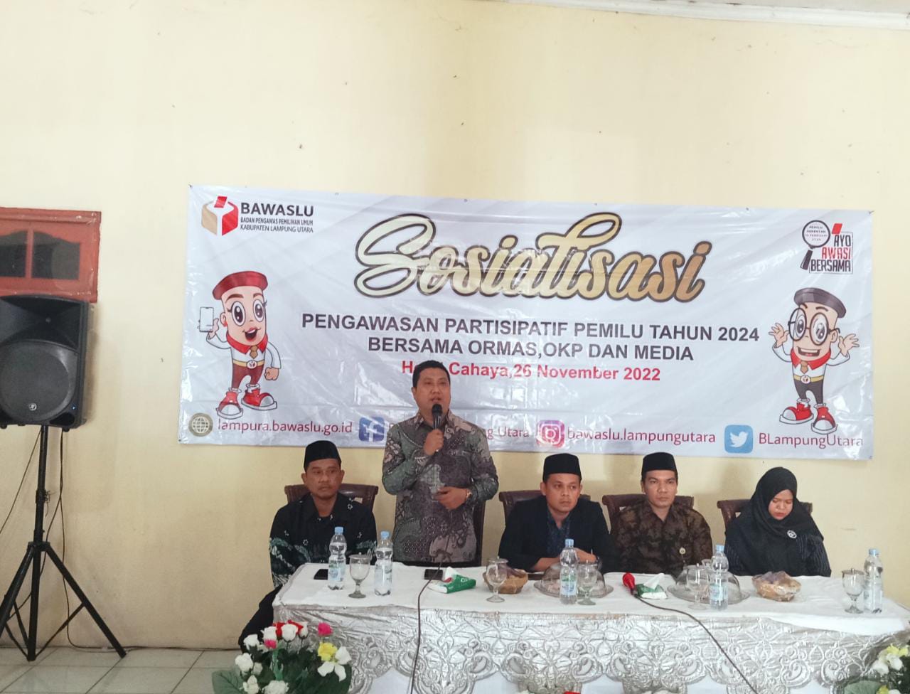 Bawaslu Lampura sosialisasi Pengawasan Partisipatif Pemilu 2024 bersama Ormas, OKP dan Media