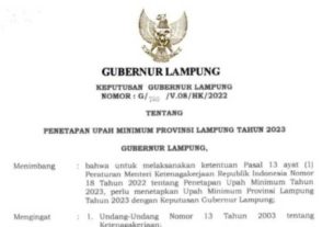 Gubernur Arinal Terbitkan Surat Keputusan Penetapan UMP Lampung Tahun 2023