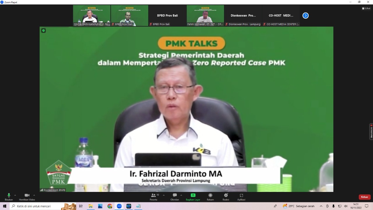 Sekdaprov Lampung, Menjadi Narasumber Talkshow Terkait Strategi Pemerintah Daerah Dalam Mempertahankan Zero Reported Case PMK