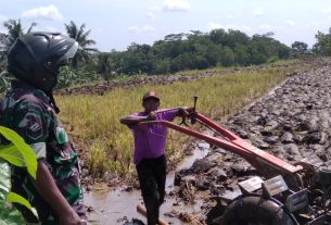 Babinsa Kemusu Sambangi Petani Saat Pengolahan Lahan