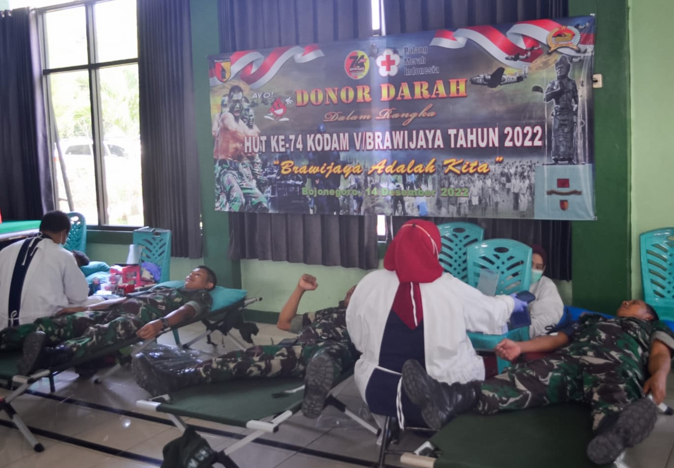 Peringati HJT dan HUT Kodam V Brawijaya Tahun 2022, Kodim Bojonegoro gelar Bakti Sosial Donor Darah