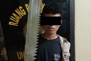 Polsek Tanjung Karang Barat Amankan Anggota Geng Motor Pembawa Gergaji Besi di Rumah Warga