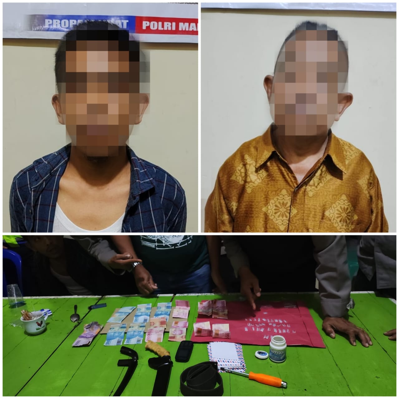 Polisi Ciduk Terduga Penjual Sabu dan Seorang Bapak Pembawa Sajam