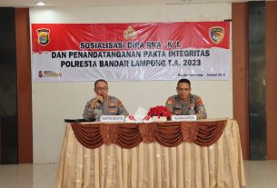 Polresta Bandar Lampung Gelar Sosialisasi DIPA Dan Penandatanganan Pakta Integritas Tahun 2023