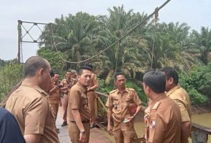 Ardian Saputra Tinjau Jembatan Gantung di Desa Surakarta