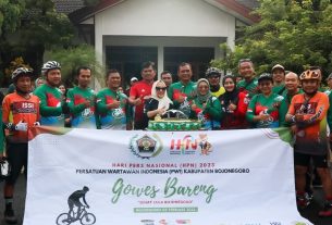 Meriahkan HPN 2023, Dandim Bojonegoro dan Forkopimda Gowes Bareng Jurnalis