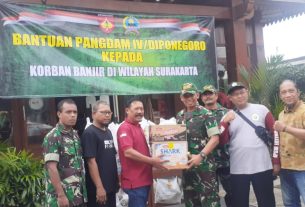 Peduli Bencana, Kodam IV/Diponegoro Berikan Bantuan Kepada Korban Banjir di Wilayah Surakarta
