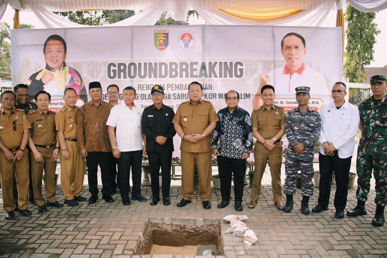 Peletakan Batu Pertama Pembangunan GOR Saburai di PKOR Way Halim