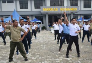 Perkokoh Sinergitas, TNI-Polri di Provinsi Lampung Laksanakan Olahraga Bersama