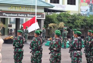 Wujud Cinta Tanah Air, Prajurit Dan PNS Kodim 0410/KBL Laksanakan Upacara Bendera