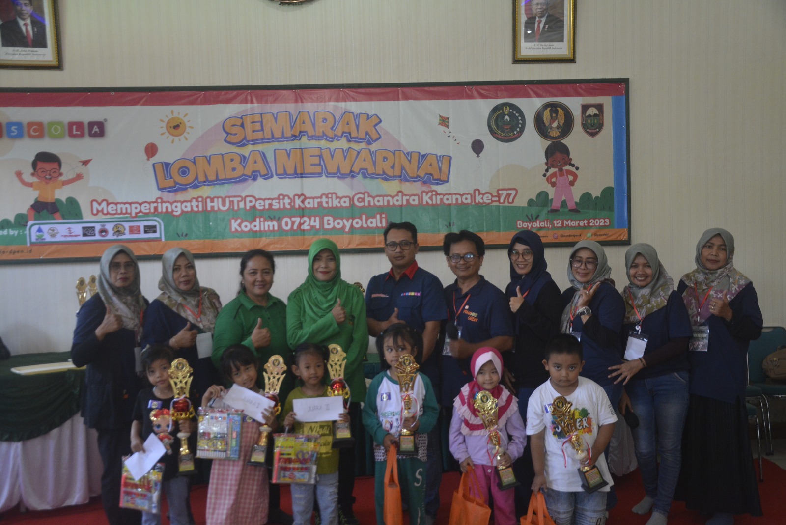 Kembangkan Kreatifitas Anak, Persit KCK Cabang XLV Boyolali Gelar Lomba Mewarnai Dalam Rangka HUT Persit