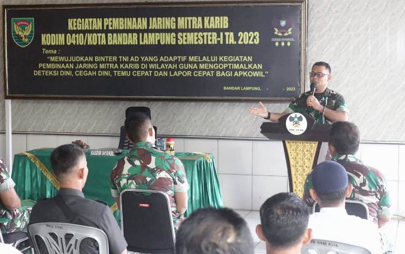 Kodim 0410/KBL Gelar Kegiatan Pembinaan Jaring Mitra Karib TW I TA 2023