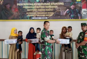 Percepat Penurunan Stunting, Kodim 0105/Abar Distribusikan Paket Nutrisi Tambahan Bantuan Dari KASAD Yang Digelar Serentak Se - lndonesia