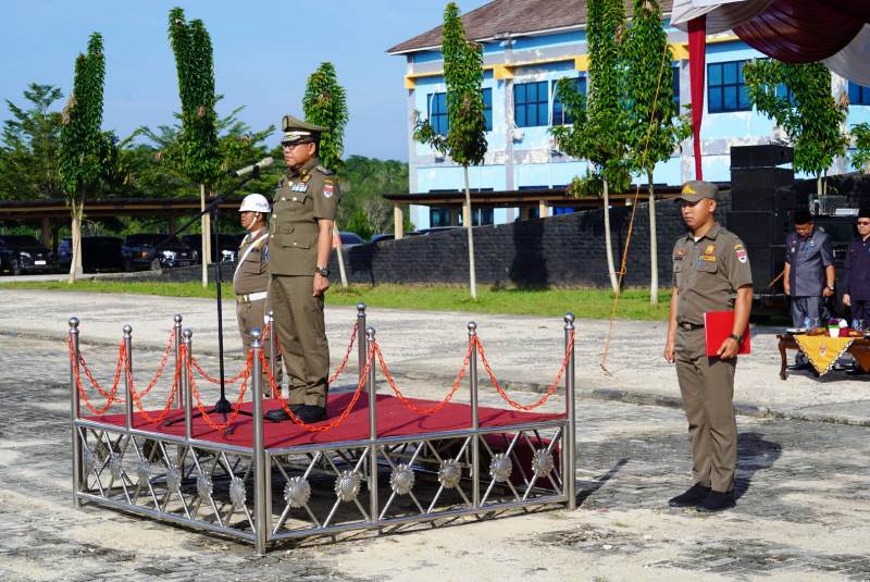 Pimpin Upacara Hari Jadi Provinsi Lampung ke-59, HUT Pol PP Ke-73 dan HUT Ke-61 Linmas Tahun 2023, Ini Pesan Pj. Bupati Mesuji