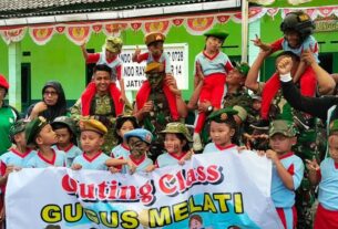 Senangnya Anak-Anak Gugus Melati Melaksanakan Outing Class Di Makoramil Jatisrono
