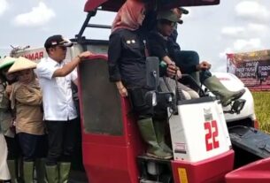 Wakili Gubernur, Asisten Bidang Perekonomian dan Pembangunan Hadiri Panen Raya Nusantara di Kelompok tani Adem Ayem Lampung Tengah