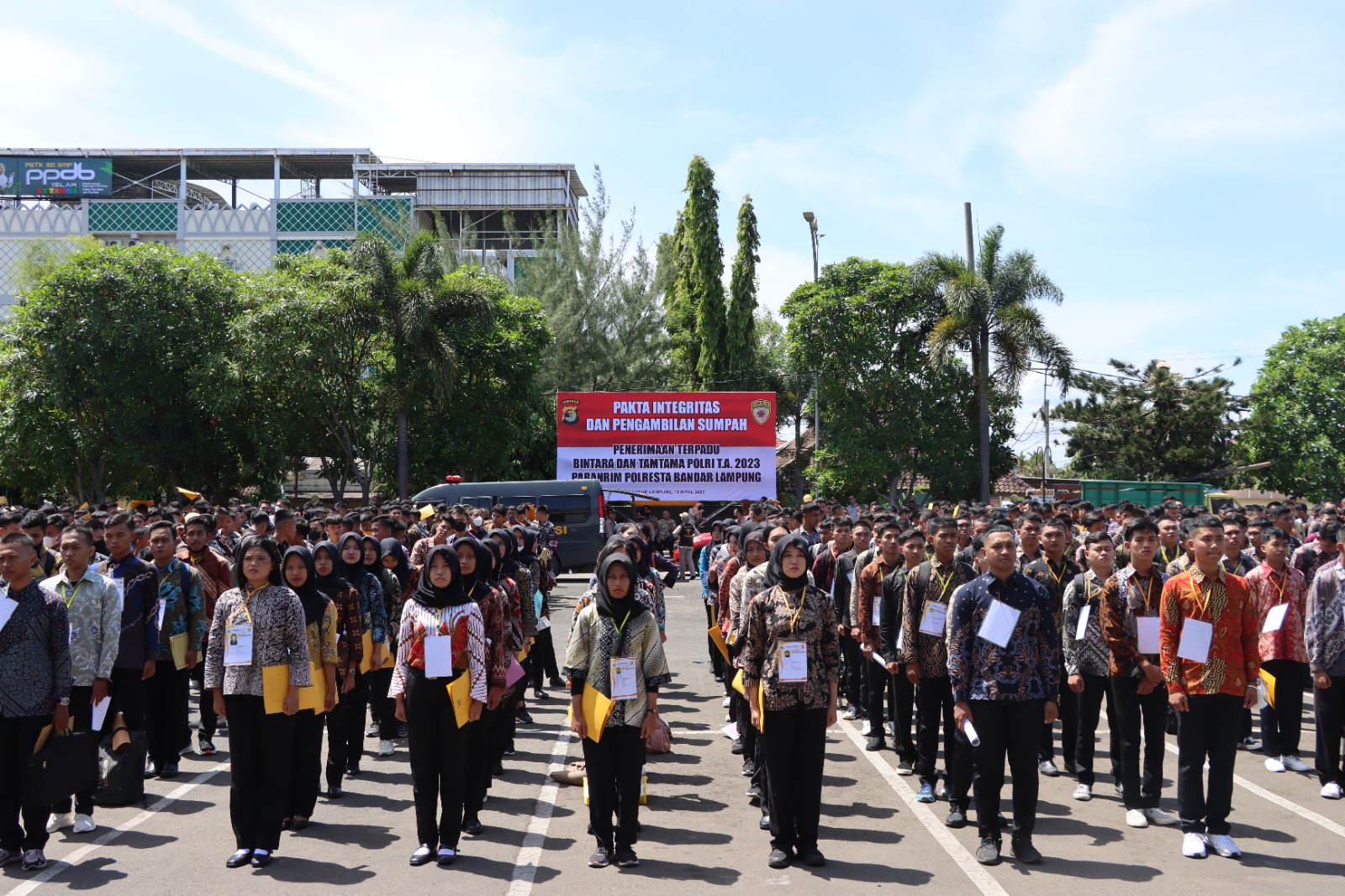 769 Calon Siswa Polri Pendaftaran Polresta Bandar Lampung Hadiri Pakta Integritas Penerimaan Polri