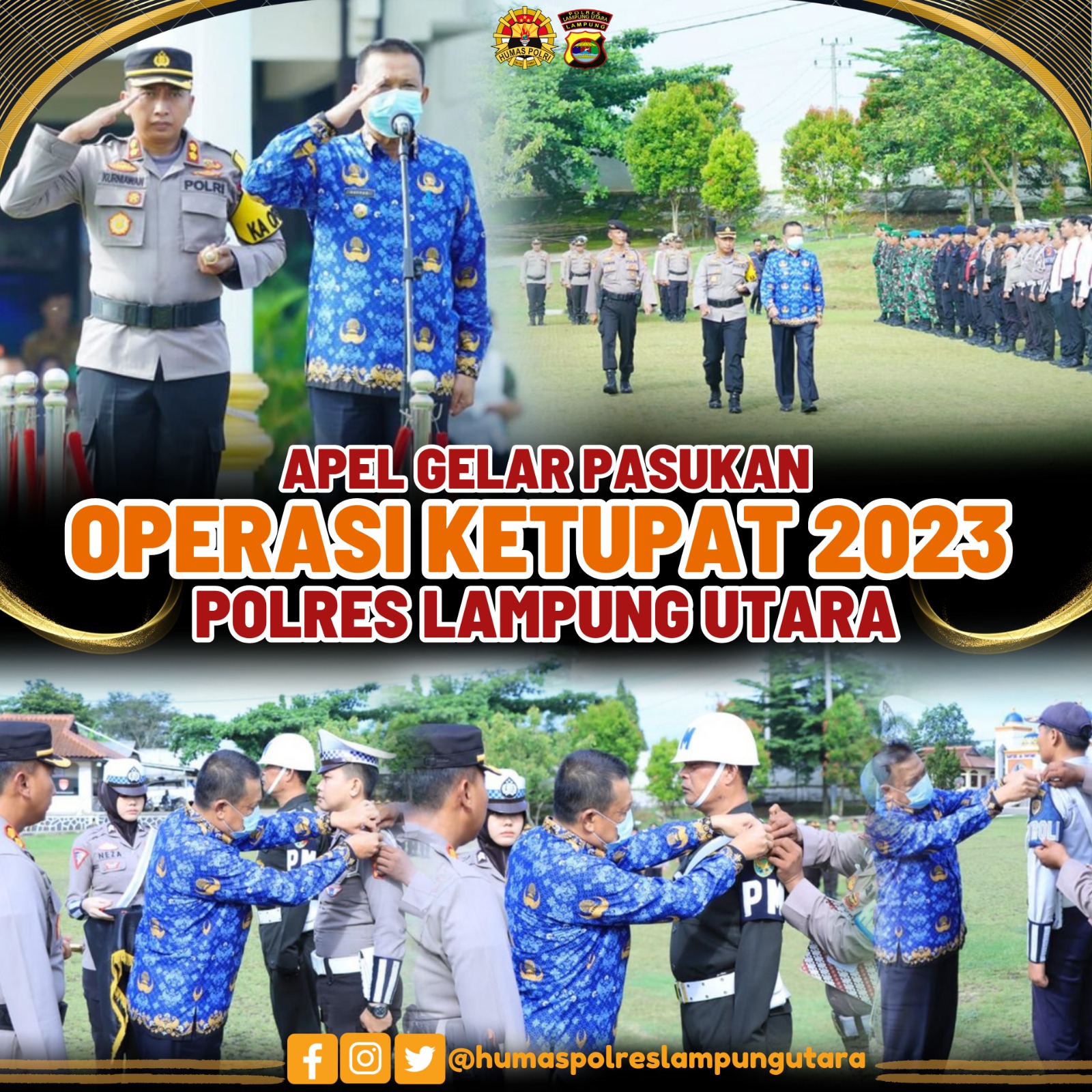 Polres Lampung Utara Laksanakan Apel Gelar Pasukan Operasi Ketupat 2023