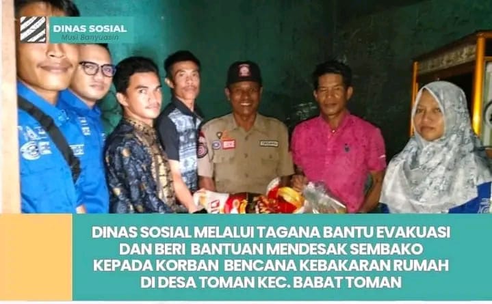 Respon Cepat Tangani Bencana, Dinsos Salurkan Bantuan ke Korban Kebakaran di Dusun 3 Desa Toman