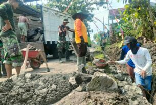 Sasaran Fisik Pembuatan Talud Mulai Dikebut Satgas TMMD Reguler Kodim 0735/Surakarta