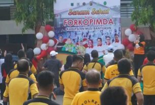 Wujudkan Sinergitas TNI Polri dan Forkopimda, Dandim 0401/Muba ikuti Senam Bersama Kapolres dan Forkopimda Muba