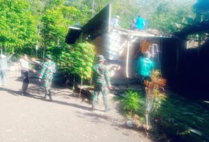 Gotong-Royong TNI Dan Warga Di Eromoko Rampungkan Bedah Rumah RTLH