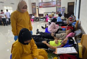 Jelang HUT Bhayangkara ke-77, Polres Lampung Utara Gelar Donor Darah