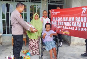 Jelang Hari Bhayangkara Ke-77, Polsek Banjar Agung Bagikan Bansos Gratis di Dua Lokasi Berbeda