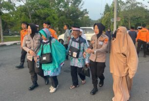 Polisi Berikan Pengamanan Keberangkatan Calon Jamaah Haji 1444 H /2023 H di Way Kanan