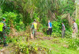 Danramil Dan Kapolsek Kaway XVI Pimpin Gotong Royong Bersihkan Sektor Perkantoran Desa Gampong Masjid