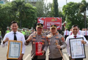 Hari Bhayangkara Ke 77, Polresta Bandar Lampung Raih 3 Penghargaan Dalam Lomba Tingkat Mabes Polri dan Polda Lampung