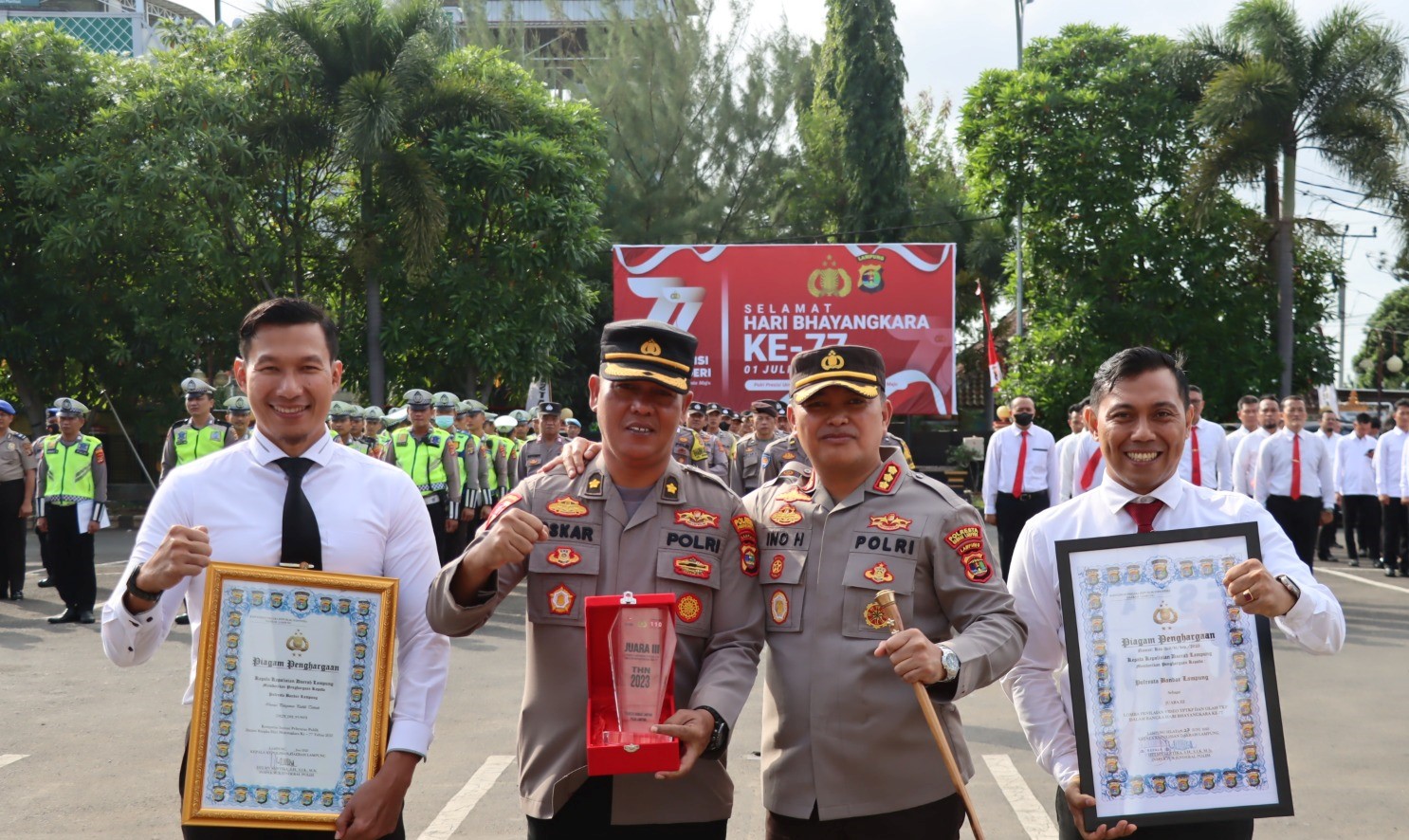 Hari Bhayangkara Ke 77, Polresta Bandar Lampung Raih 3 Penghargaan Dalam Lomba Tingkat Mabes Polri dan Polda Lampung