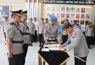 Kapolresta Bandar Lampung Pimpin Upacara Sertijab 3 Pejabat Utama Polresta Bandar Lampung