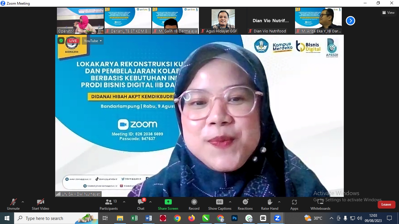 Prodi Bisnis Digital IIB Darmajaya Gelar Lokakarya Rekonstruksi Kurikulum dan Pembelajaran Kolaboratif Berbasis Industri