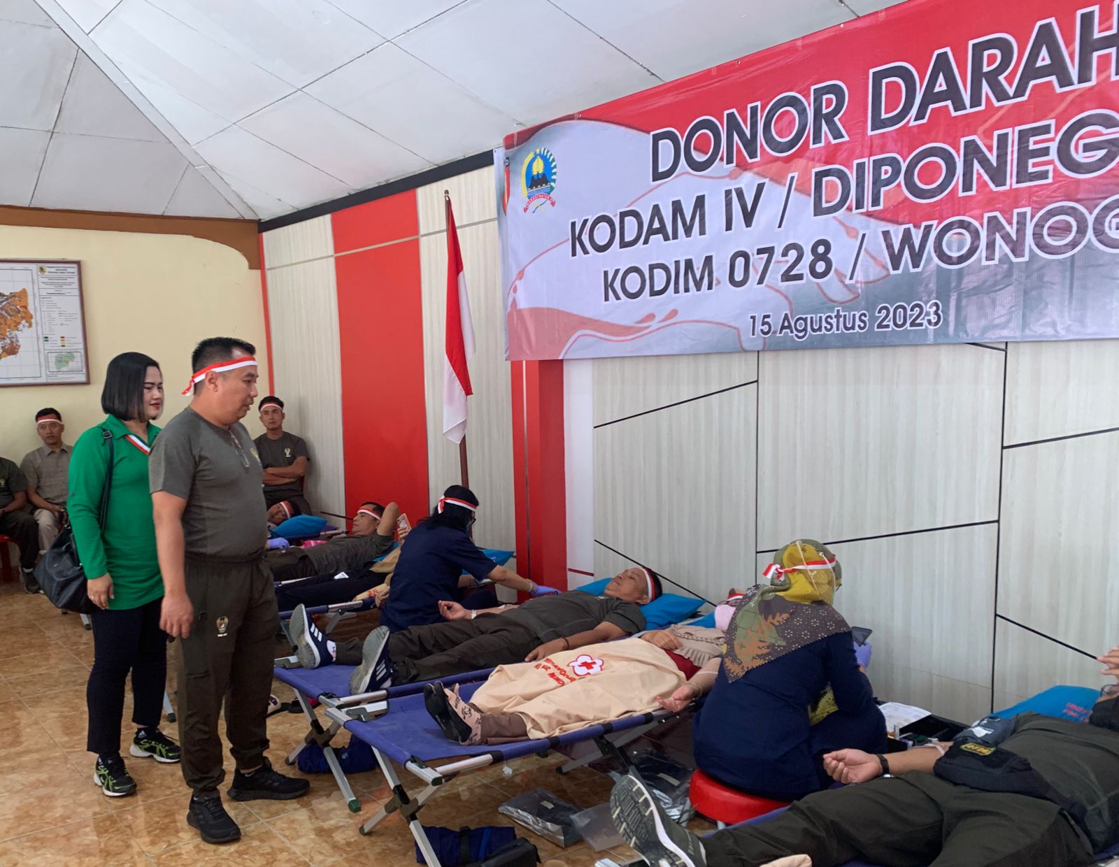 Sambut HUT RI Ke-78, Kodam IV/Diponegoro Melalui Kodim 0728/Wonogiri Menggelar Baksos Donor Darah