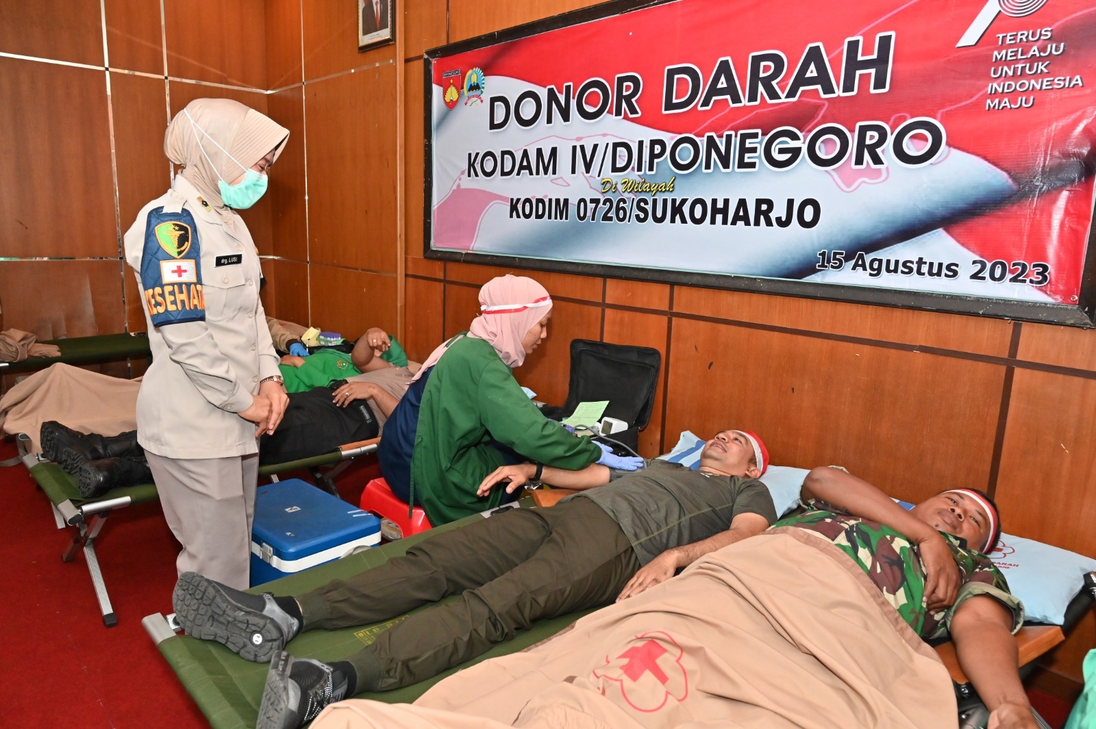 Kodim 0726/Sukoharjo Gelar Donor Darah peringati HUT RI ke - 78 Tahun 2023