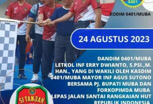 Kodim 0401/Muba Bersama PJ Bupati dan Forkopimda Muba Lepas Jalan Santai Dalam Rangkaian HUT RI