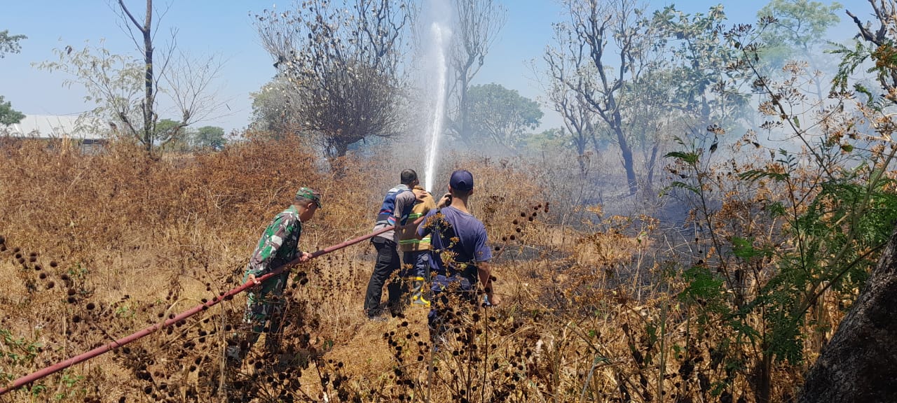Babinsa Koramil Cepogo Bantu Padamkan Kebakaran Lahan