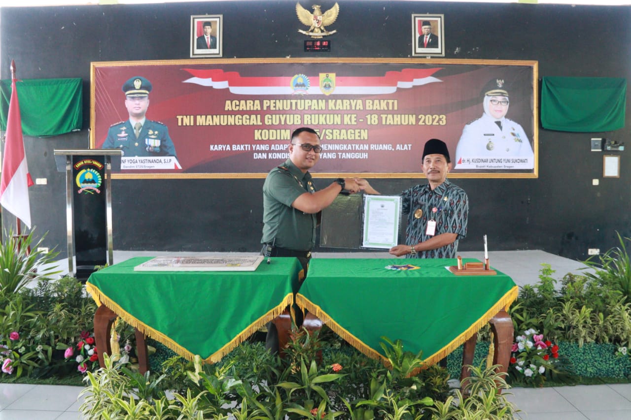 Dandim Sragen resmi tutup Karya Bakti Manunggal Guyub Rukun ke-18 Ds. Juwok