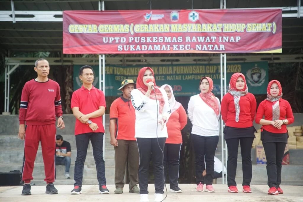 Ketua Yayasan Jantung Indonesia Cabang Lampung Selatan Hj. Winarni Nanang Ermanto Hadiri Kegiatan GERMAS