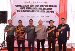 Resmikan Kampung Tangguh Bebas Dari Narkoba, Kapolresta Bandar Lampung : Kita Mulai Dari Sukaraja Untuk Bandar Lampung Yang Lebih Baik Lagi