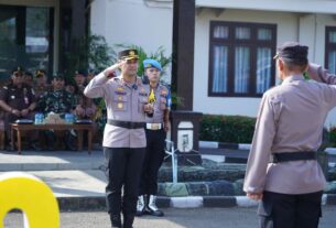Amankan Pemilu 2024, Polres Lampung Utara Melaksanakan Apel Gelar Pasukan Ops Mantap Brata Krakatau