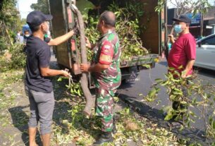 Babinsa Kemlayan Pelopri Kerja Bakti Dengan Warganya