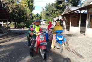 Babinsa Posramil 05/PC Melaksanakan Patroli Ke Wilayah Binaan Ciptakan Konsifitas Pemilu Damai