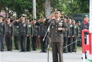 Dandim 0105/Abar Pimpin Upacara Ziarah Nasional Di Taman Makam Pahlawan Peringati HUT TNI Ke - 78
