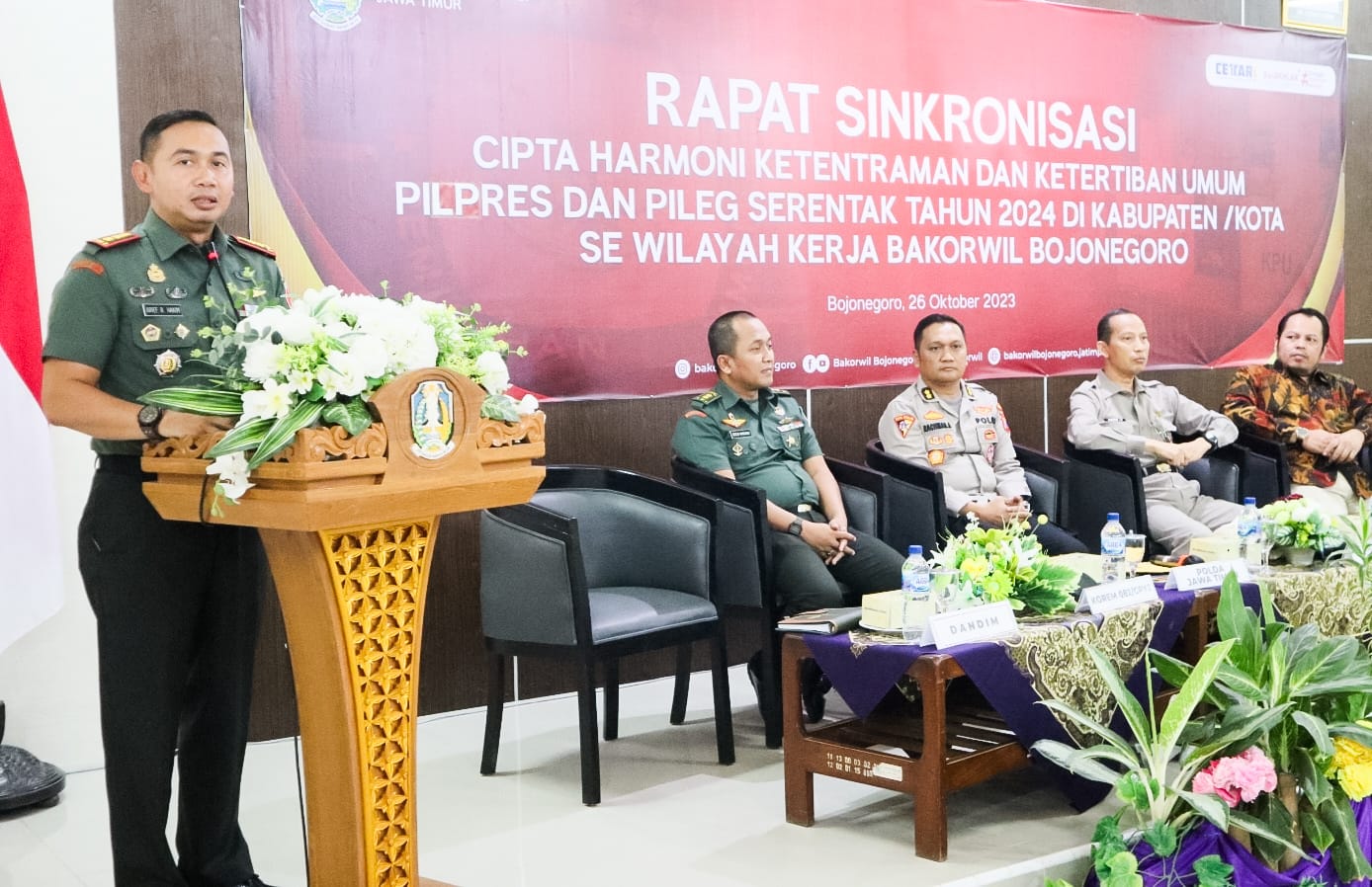 Dandim Bojonegoro hadiri Rapat Sinkronisasi Cipta Harmoni Trantib Umum Jelang Pilpres dan Pileg Serentak Tahun 2024