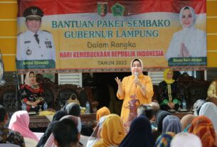Riana Sari Arinal Berikan Bantuan Sembako dan Kursi Roda kepada Warga Lansia dan Disabilitas di Lampung Utara