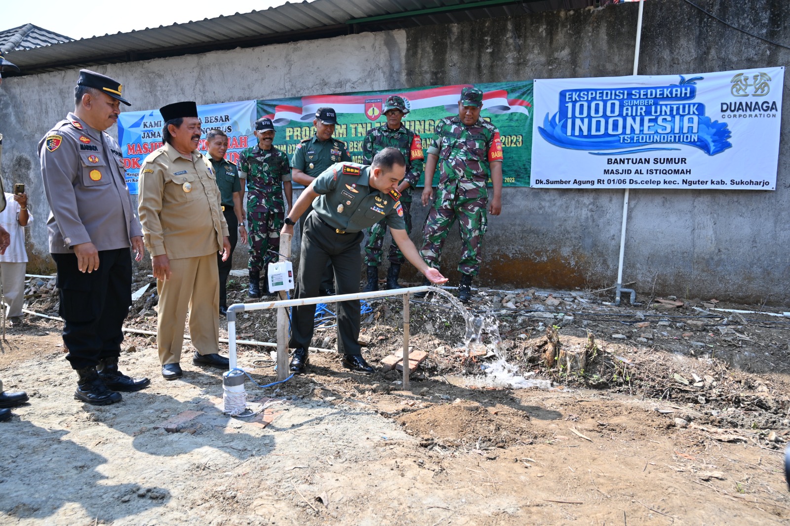 Program TNI Manunggal Air Dandim 0726/Sukoharjo resmikan Sumur Dalam di Masjid Al Istiqomah