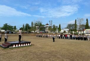 Polres Lampung Utara Gelar Apel Kesiapan Pengamanan Tahapan Kampanye Pemilu 2024.