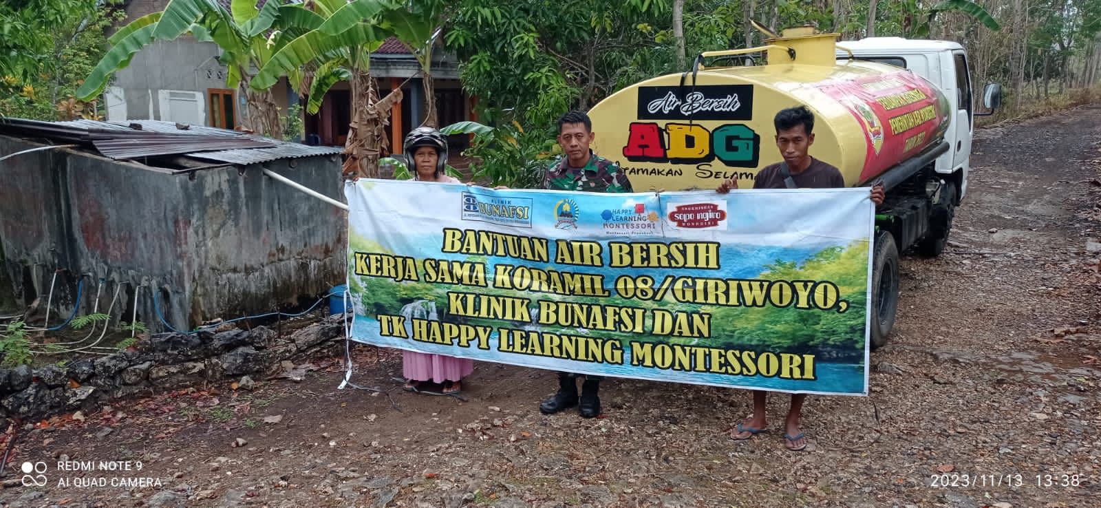 Koramil 08/Giriwoyo Bekerja Sama Dengan Beberapa Donatur Kembali Salurkan Bantuan Air Bersih Kepada Warga